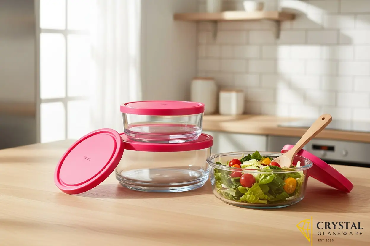Round Glass Storage Bowl Set (Set of 3) 